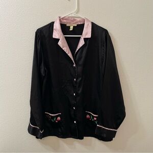 Flora nikrooz satin blouse black pink large